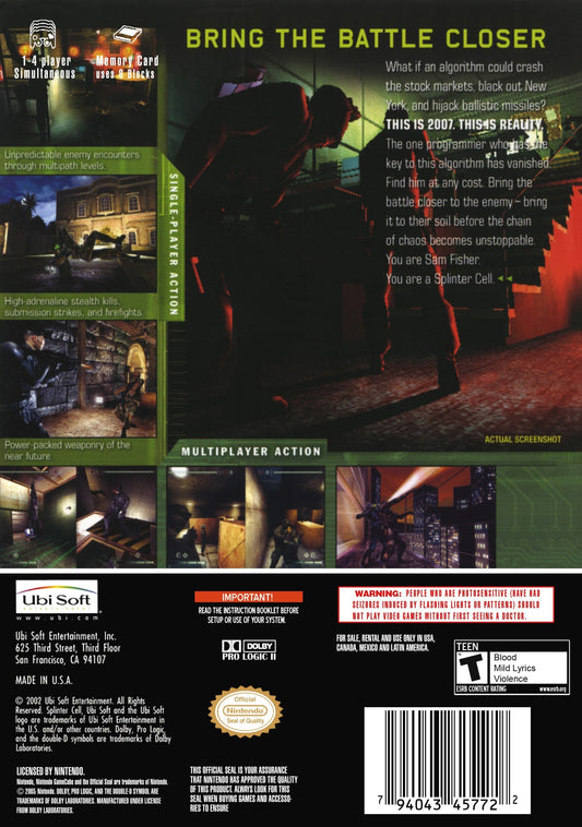 
Tom Clancy's Splinter Cell: Chaos Theory | GameCube | back cover 1 | Region: North America | Source: LaunchBox