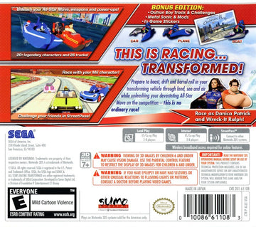 
Sonic & All-Stars Racing: Transformed | Nintendo 3DS | back cover 1