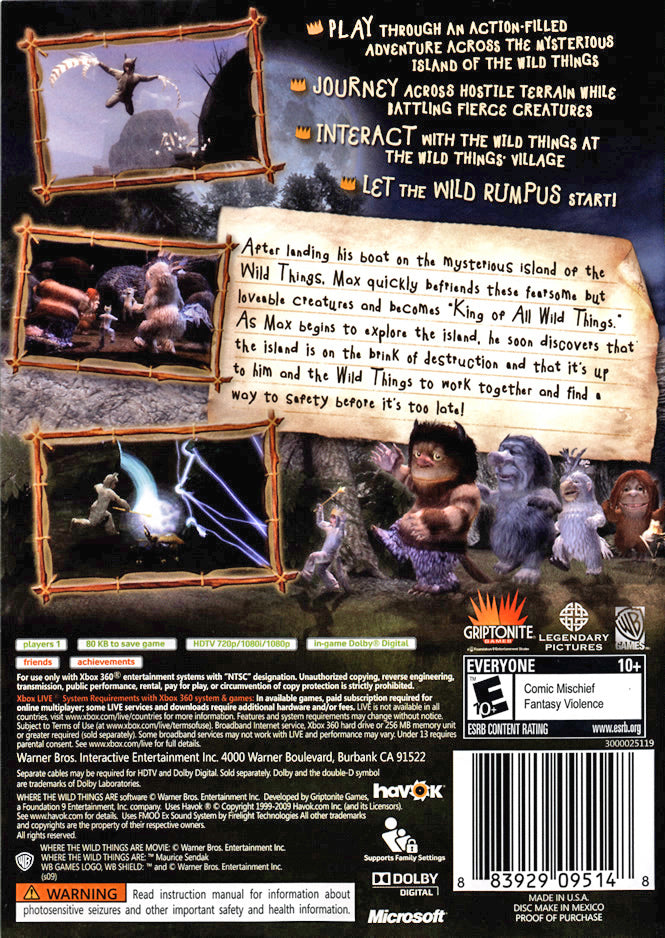 
Where the Wild Things Are | Xbox 360 | back cover 1 | Region: North America | Source: LaunchBox