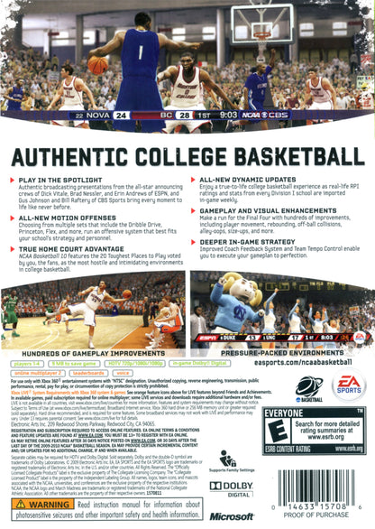 
NCAA Basketball 10 | Xbox 360 | back cover 1 | Region: North America | Source: LaunchBox