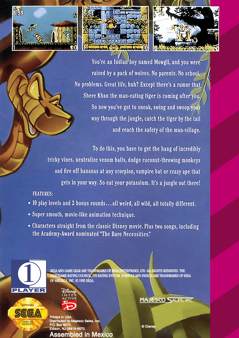 
The Jungle Book | Game Gear | back cover 1