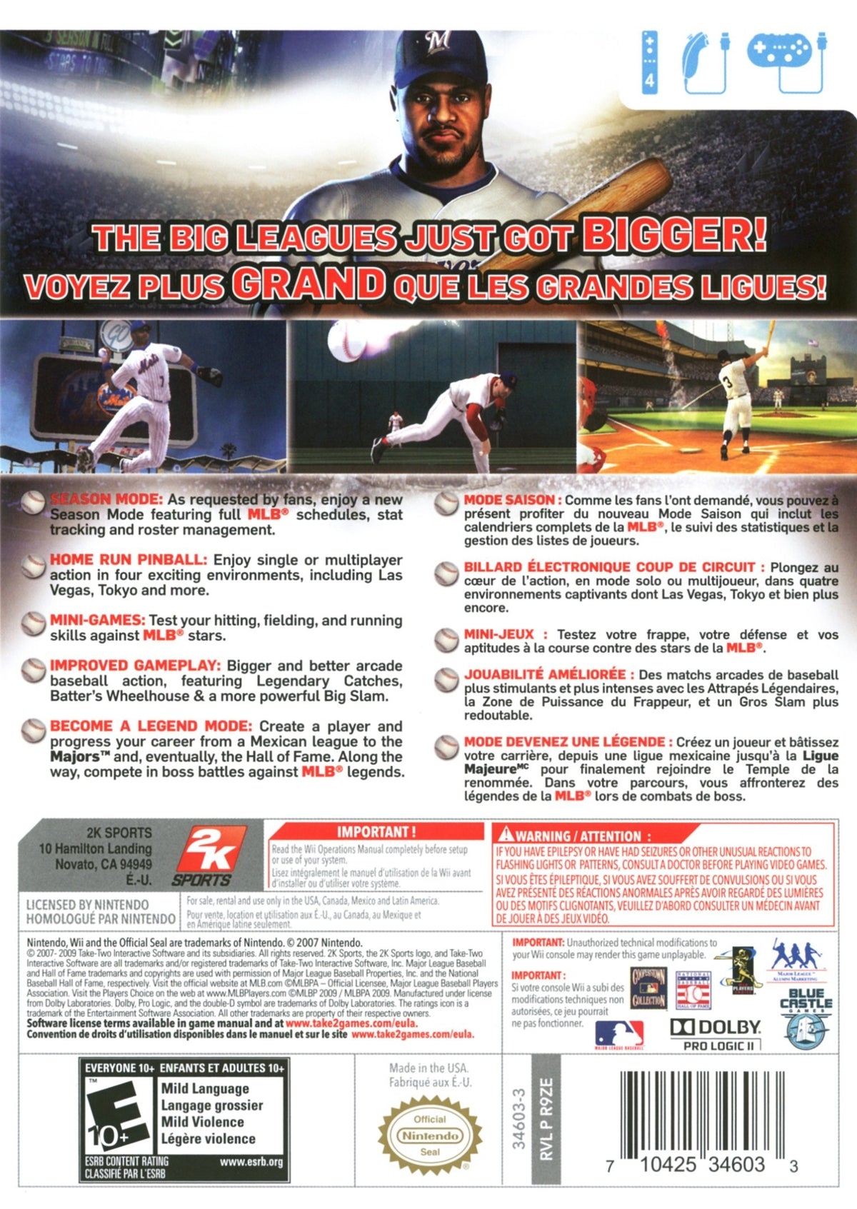 The Bigs 2 | Wii | back cover 1