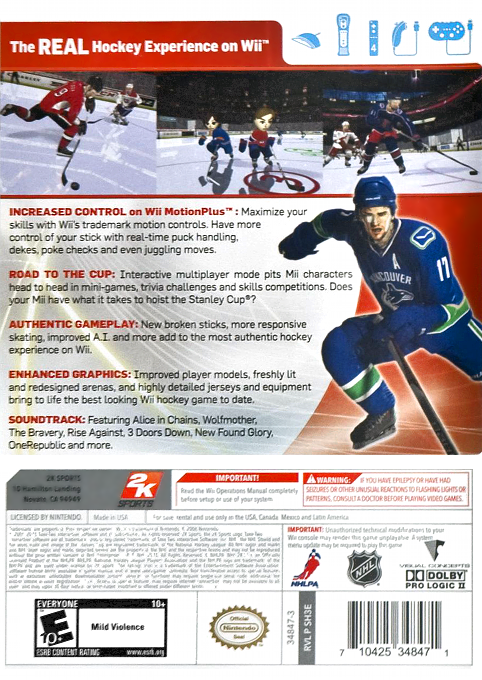 
NHL 2K11 | Wii | back cover 1