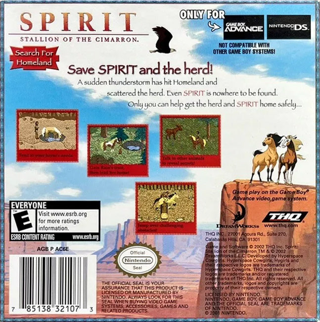 
Spirit: Stallion of the Cimarron | Game Boy Advance | back cover 1