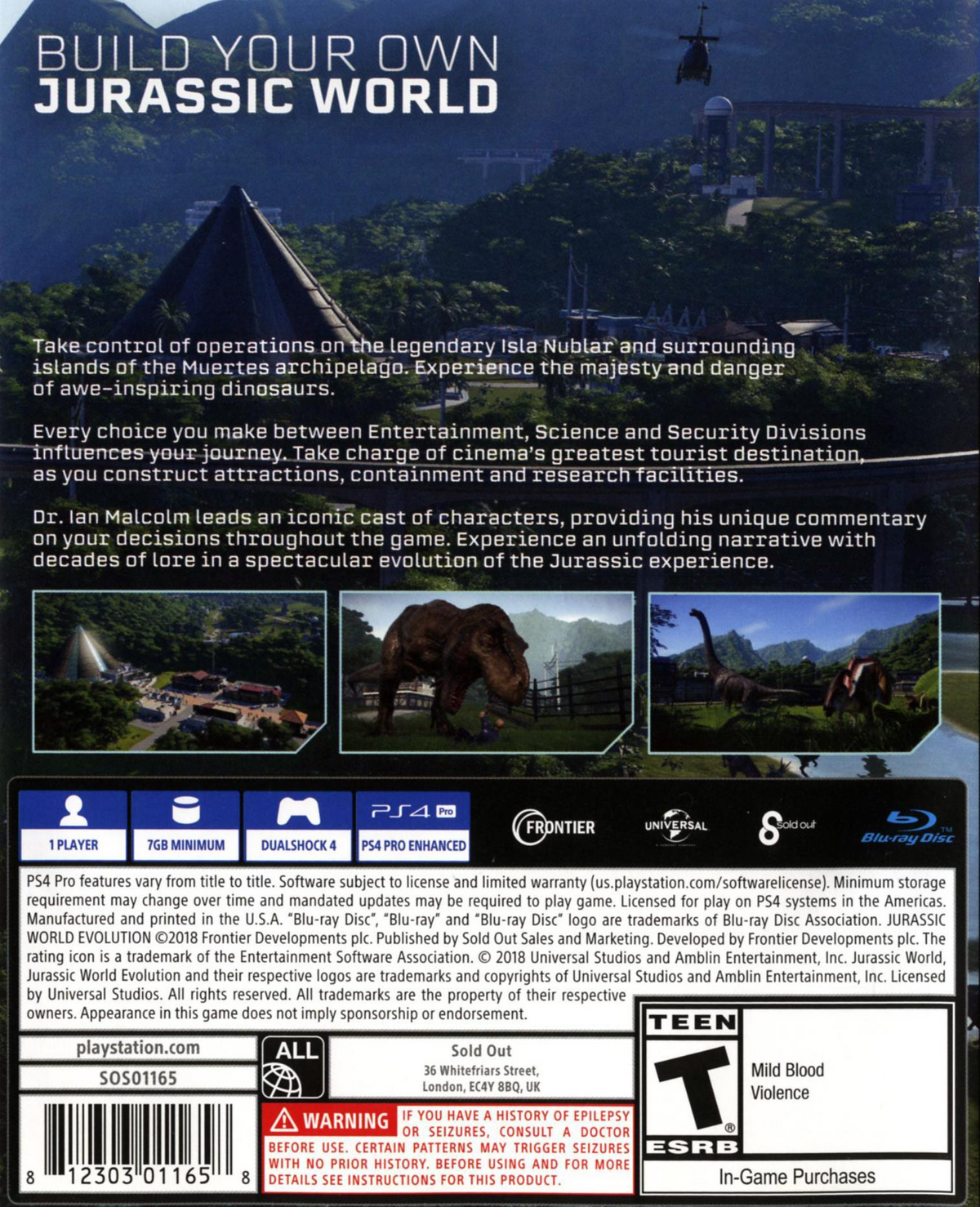 
Jurassic World: Evolution | PlayStation 4 | back cover 1