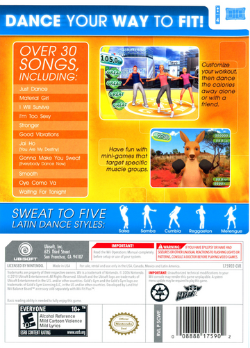 
Gold's Gym Dance Workout | Wii | back cover 1 | Region: North America | Source: LaunchBox