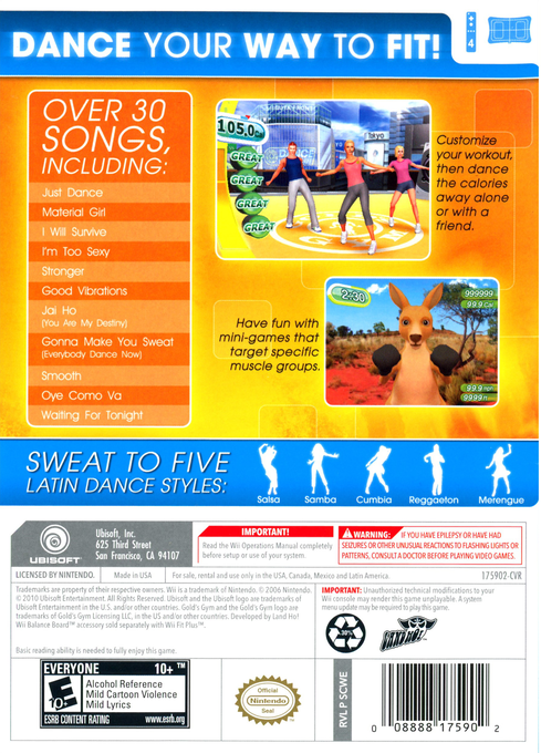 
Gold's Gym Dance Workout | Wii | back cover 1 | Region: North America | Source: LaunchBox