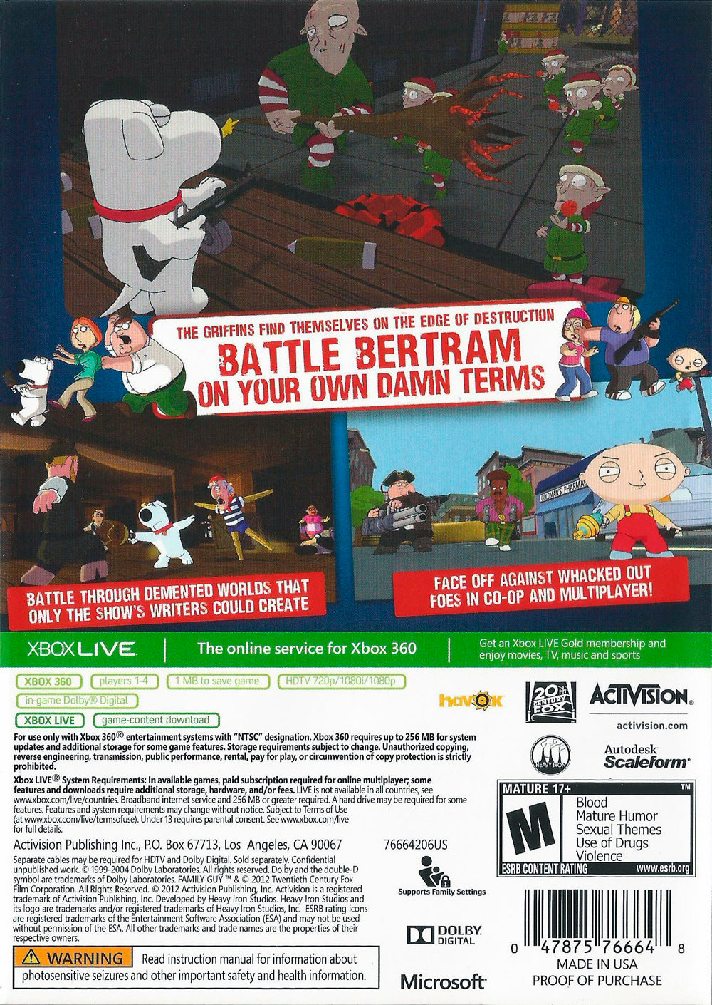 Family Guy: Back to the Multiverse | Xbox 360 | back cover 1