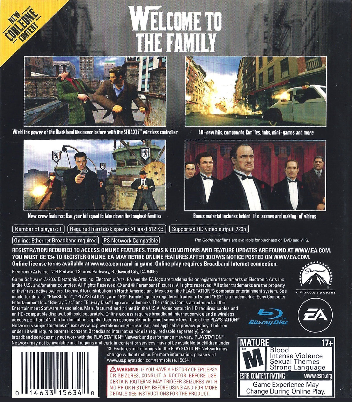 
The Godfather - The Don's Edition | PlayStation 3 | back cover 1