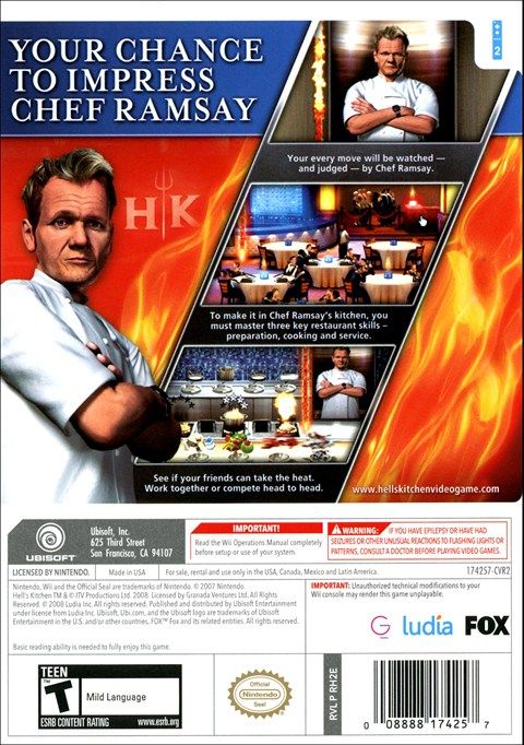 
Hell's Kitchen: The Game | Wii | back cover 1