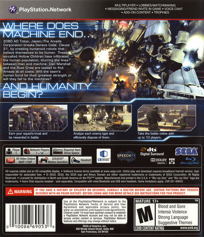 
Binary Domain | PlayStation 3 | back cover 1