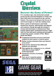 
Crystal Warriors | Game Gear | back cover 1