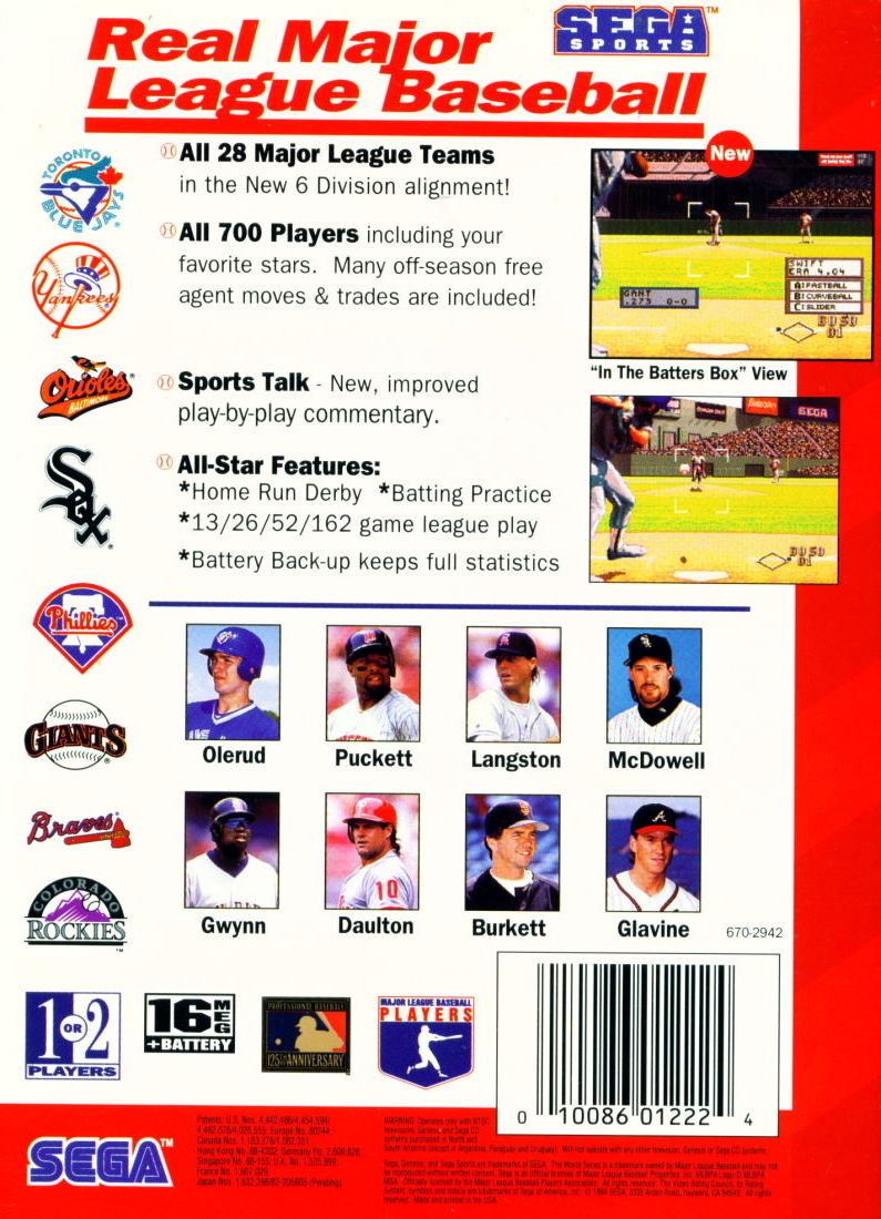 World Series Baseball | Genesis | back cover 1 | Region: North America | Source: LaunchBox