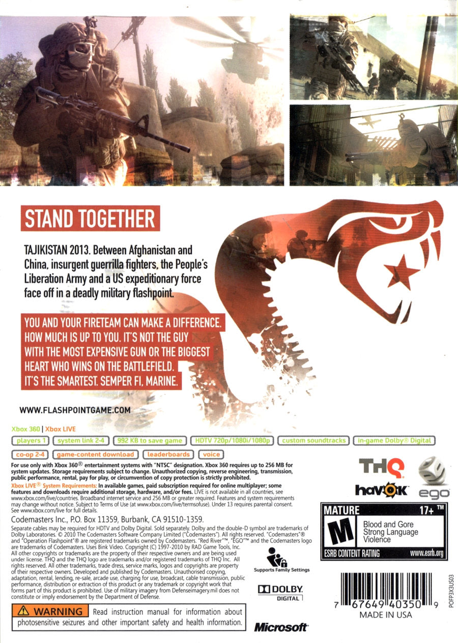 
Operation Flashpoint: Red River | Xbox 360 | back cover 1