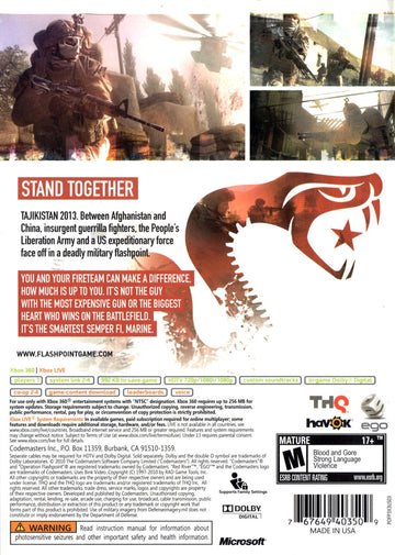 
Operation Flashpoint: Red River | Xbox 360 | back cover 1