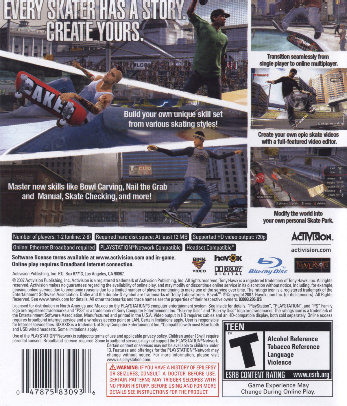 
Tony Hawk's Proving Ground | PlayStation 3 | back cover 1