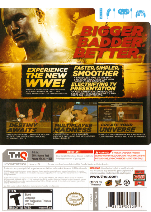 WWE '12 | Wii | back cover 1 | Region: North America | Source: LaunchBox