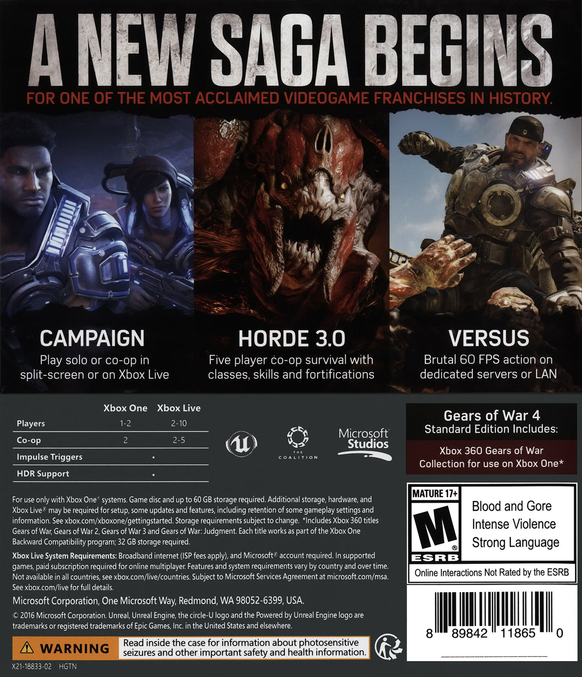 
Gears of War 4 | Xbox One | back cover 1