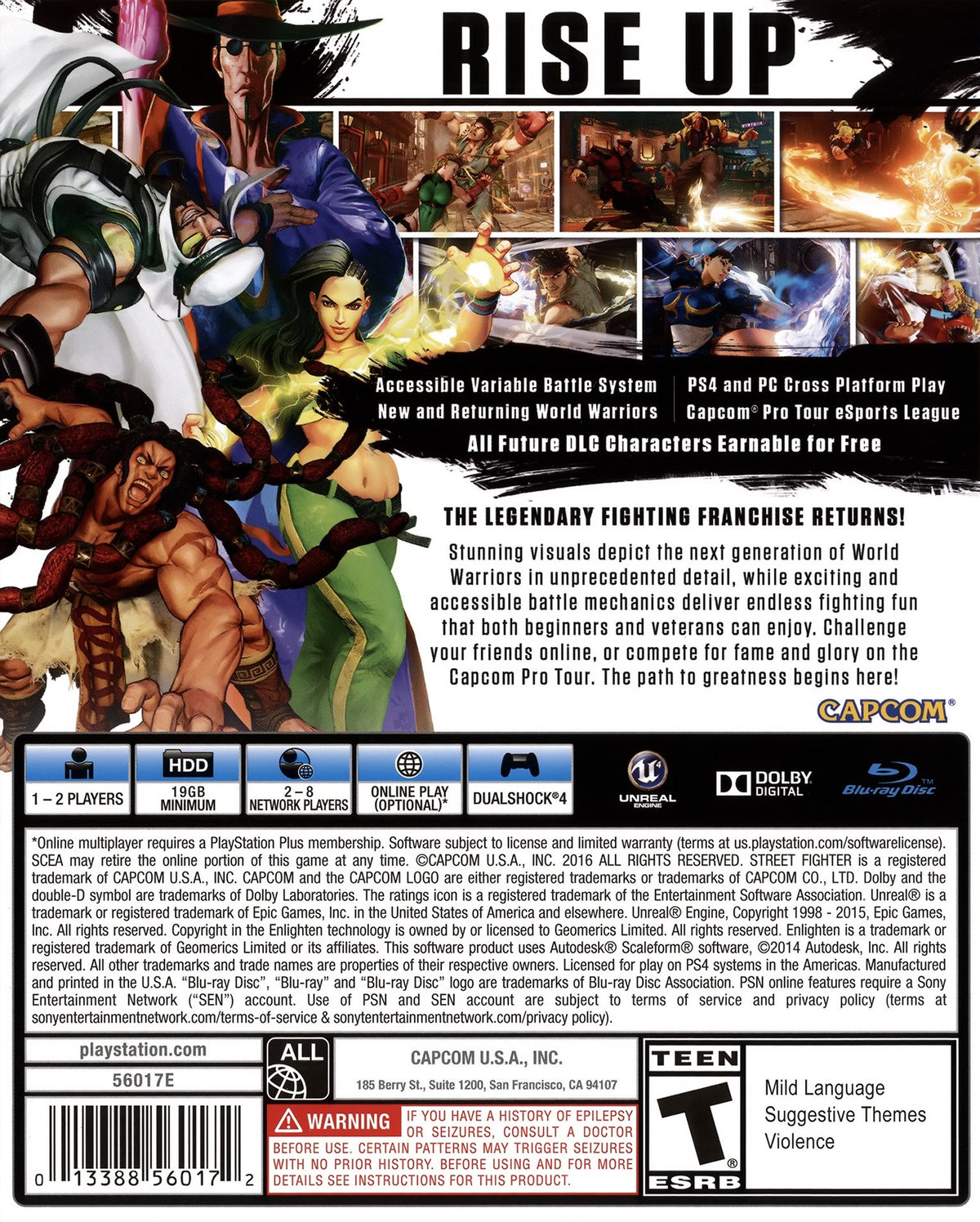 Street Fighter V | PlayStation 4 | back cover 1
