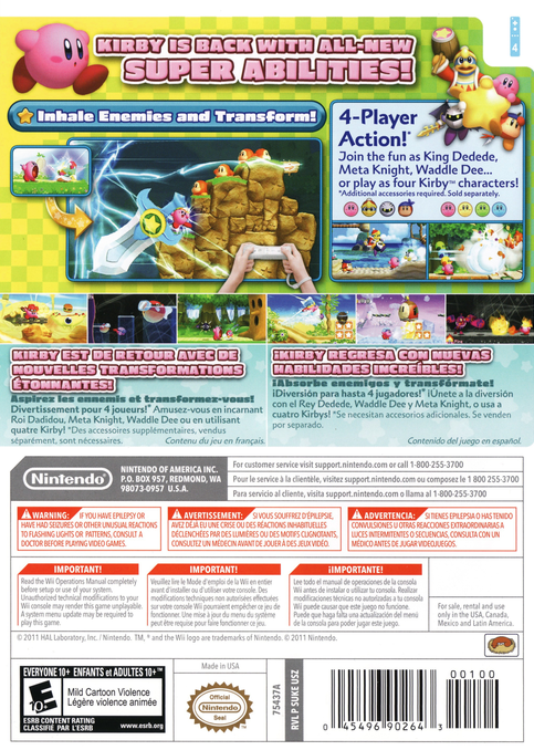 
Kirby's Return to Dream Land | Wii | back cover 1