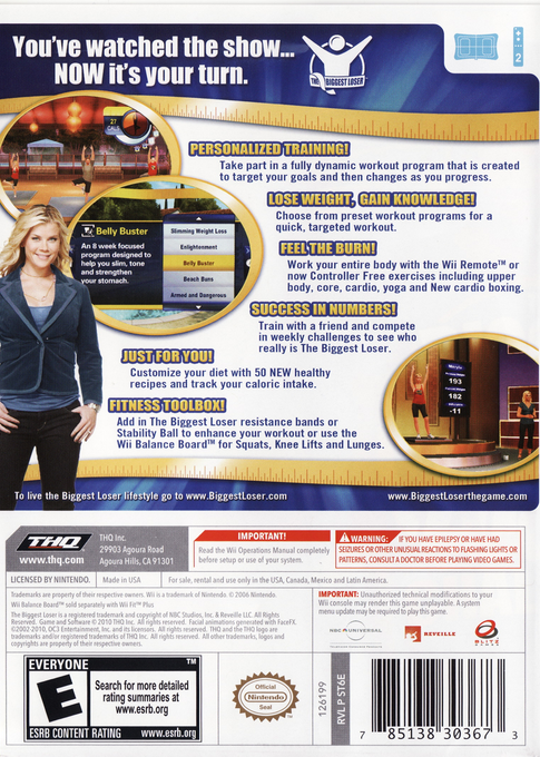 
The Biggest Loser Challenge | Wii | back cover 1