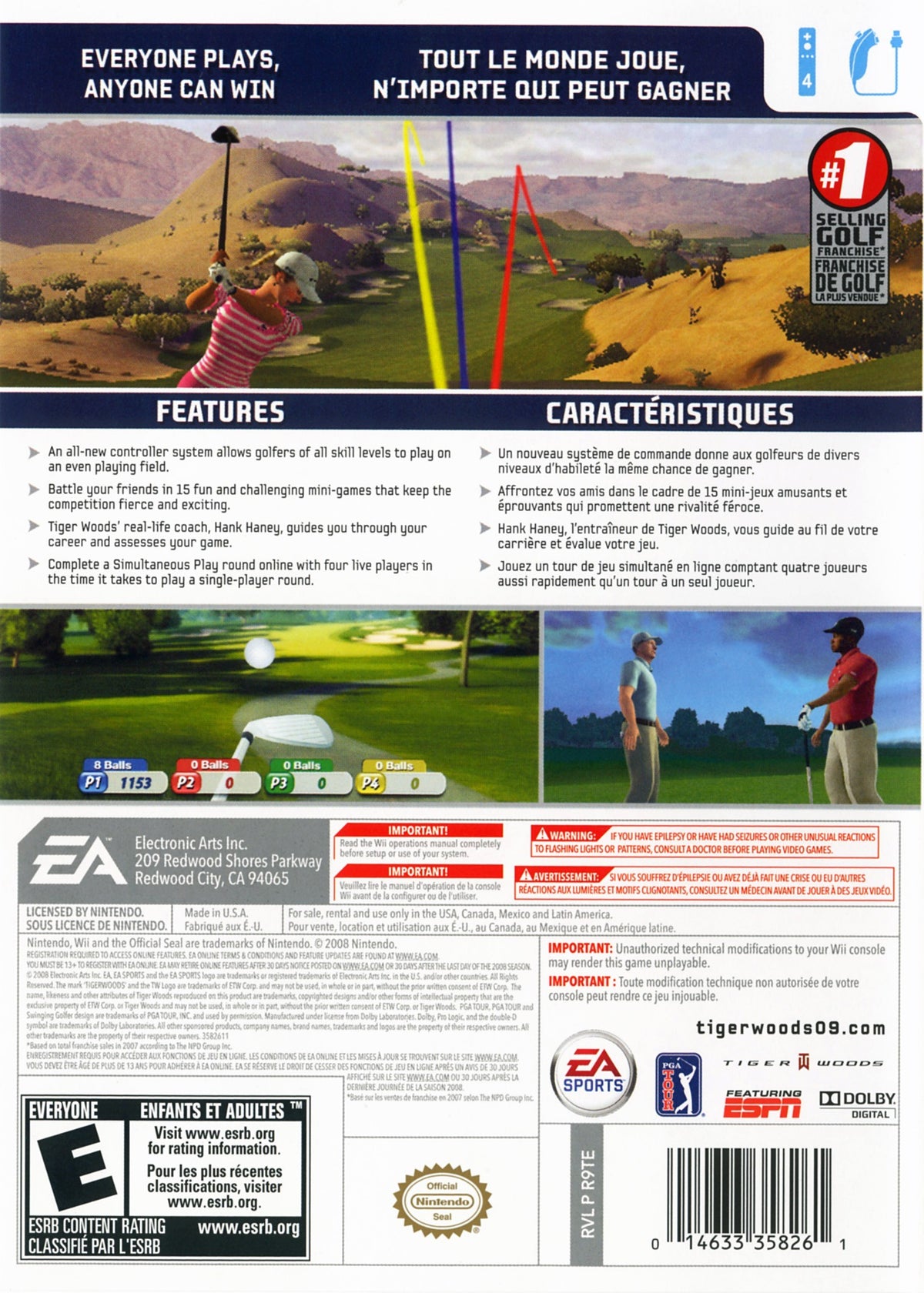 Tiger Woods PGA Tour 09 - All-Play | Wii | back cover 1