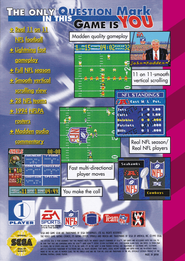 
Madden NFL 95 | Game Gear | back cover 1