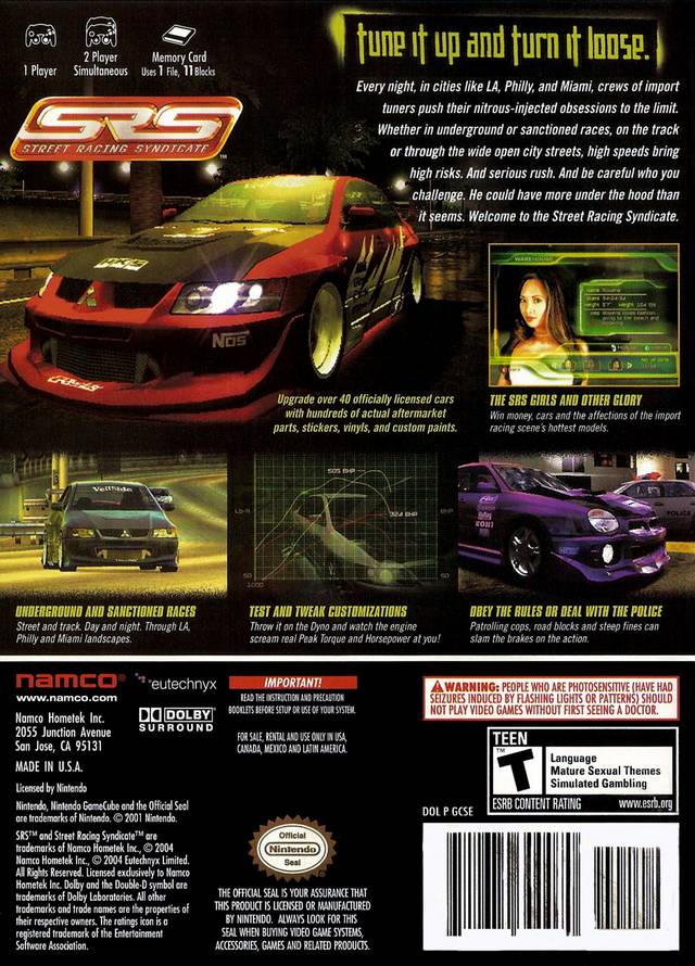 
SRS: Street Racing Syndicate | GameCube | back cover 1