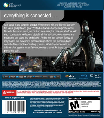 
Watch_Dogs | PlayStation 4 | back cover 1 | Region: North America | Source: LaunchBox
