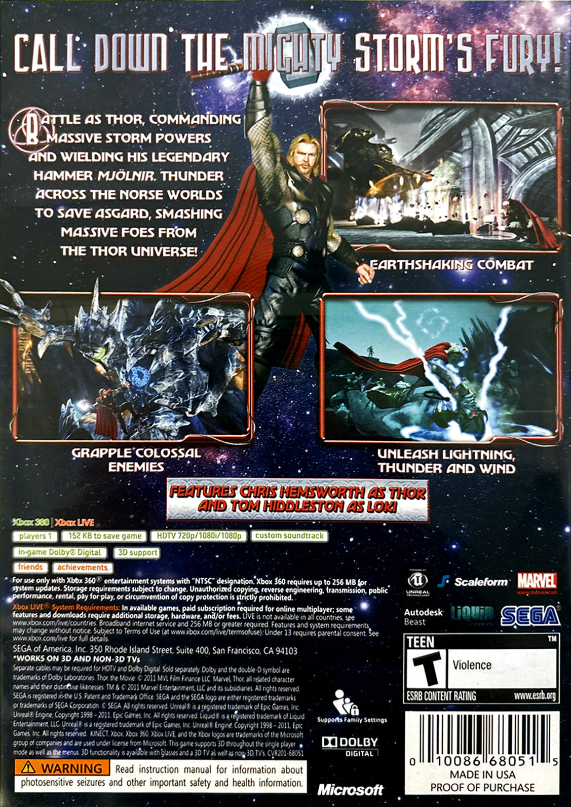 
Thor: God of Thunder | Xbox 360 | back cover 1