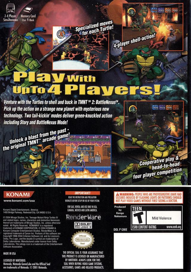 
Teenage Mutant Ninja Turtles 2: Battle Nexus | GameCube | back cover 1