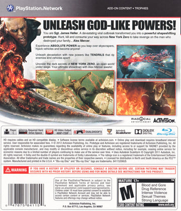 
Prototype 2 | PlayStation 3 | back cover 1