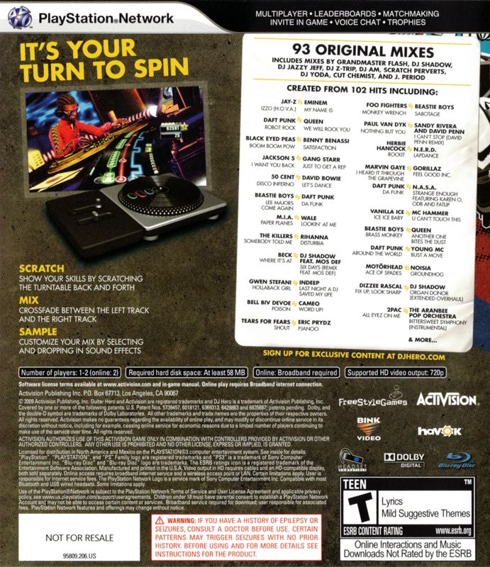 
DJ Hero | PlayStation 3 | back cover 1