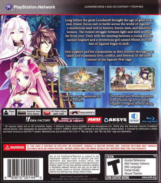 
Record of Agarest War Zero | PlayStation 3 | back cover 1