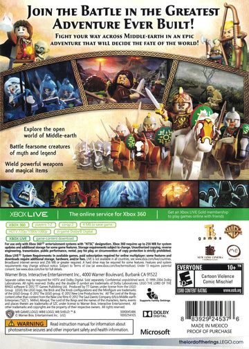 
LEGO The Lord of the Rings | Xbox 360 | back cover 1 | Region: North America | Source: LaunchBox