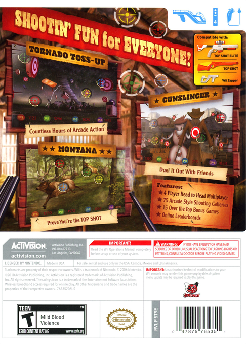 
Top Shot Arcade | Wii | back cover 1
