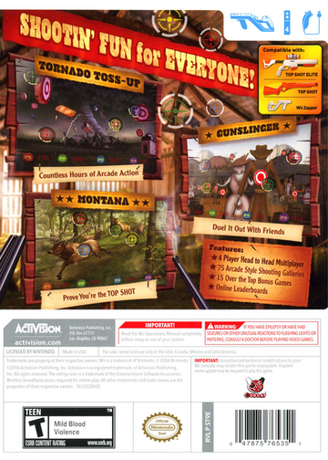 
Top Shot Arcade | Wii | back cover 1