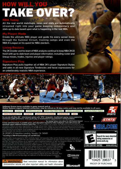 
NBA 2K10 | Xbox 360 | back cover 1 | Region: North America | Source: LaunchBox