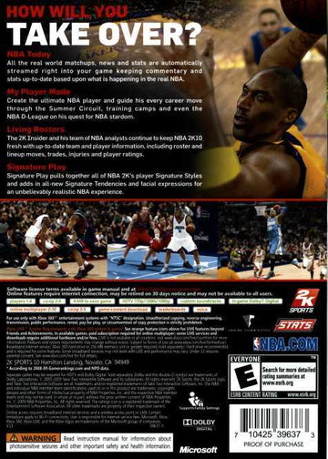 
NBA 2K10 | Xbox 360 | back cover 1 | Region: North America | Source: LaunchBox