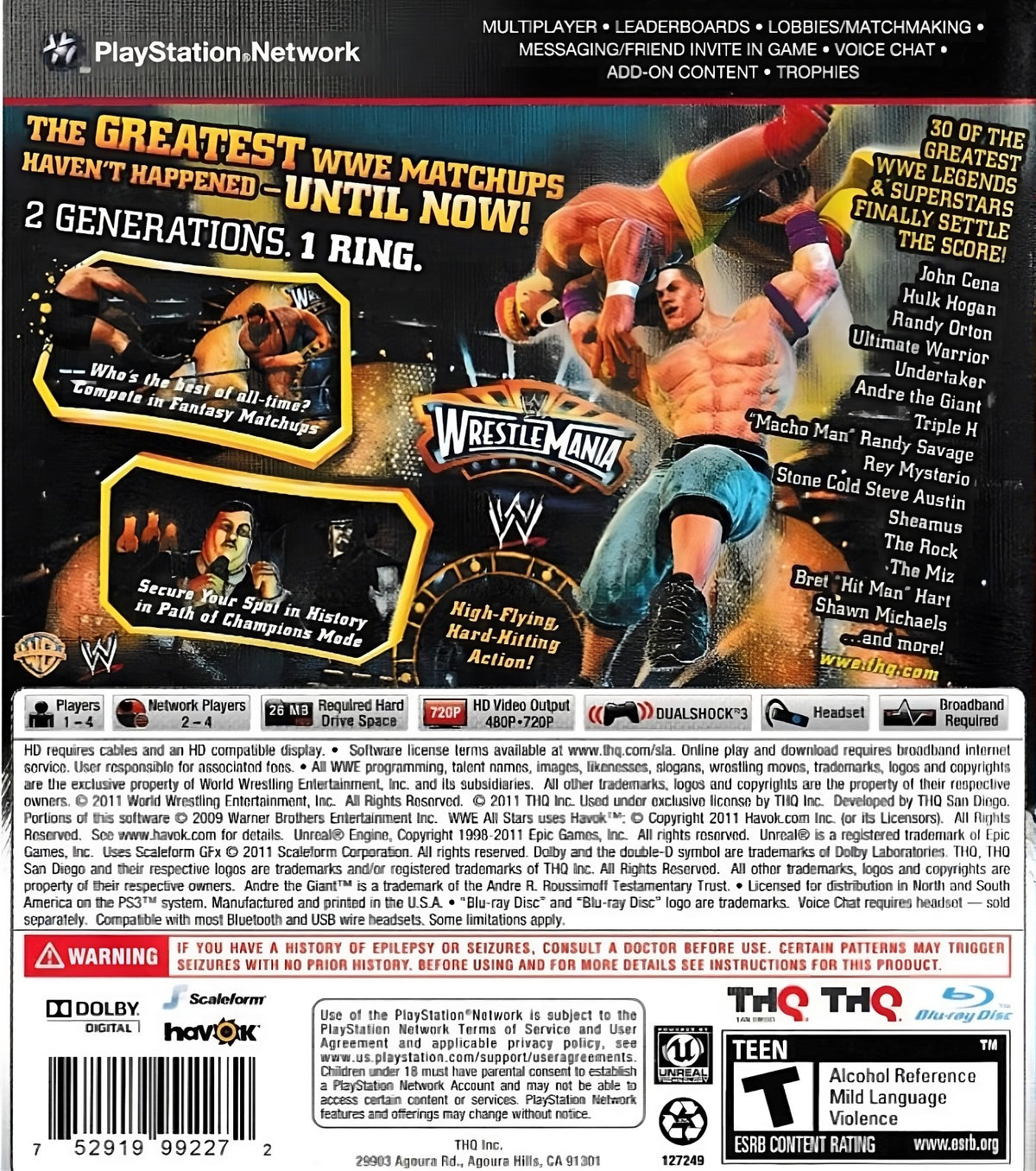 WWE All Stars | PlayStation 3 | back cover 1 | Region: North America | Source: LaunchBox