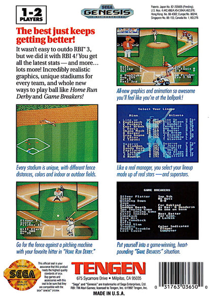 
R.B.I. Baseball 4 | Genesis | back cover 1