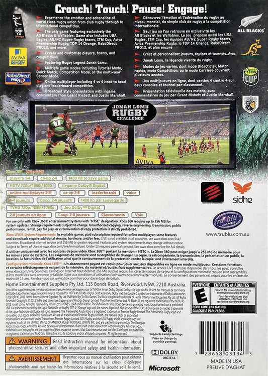 
Jonah Lomu Rugby Challenge | Xbox 360 | back cover 1 | Region: North America | Source: LaunchBox