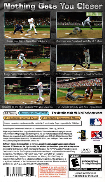
MLB 09: The Show | PSP | back cover 1