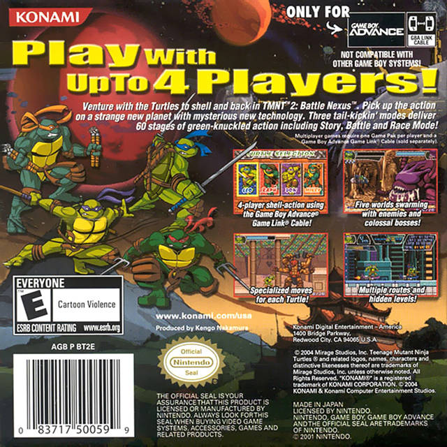 
Teenage Mutant Ninja Turtles 2: Battle Nexus | Game Boy Advance | back cover 1