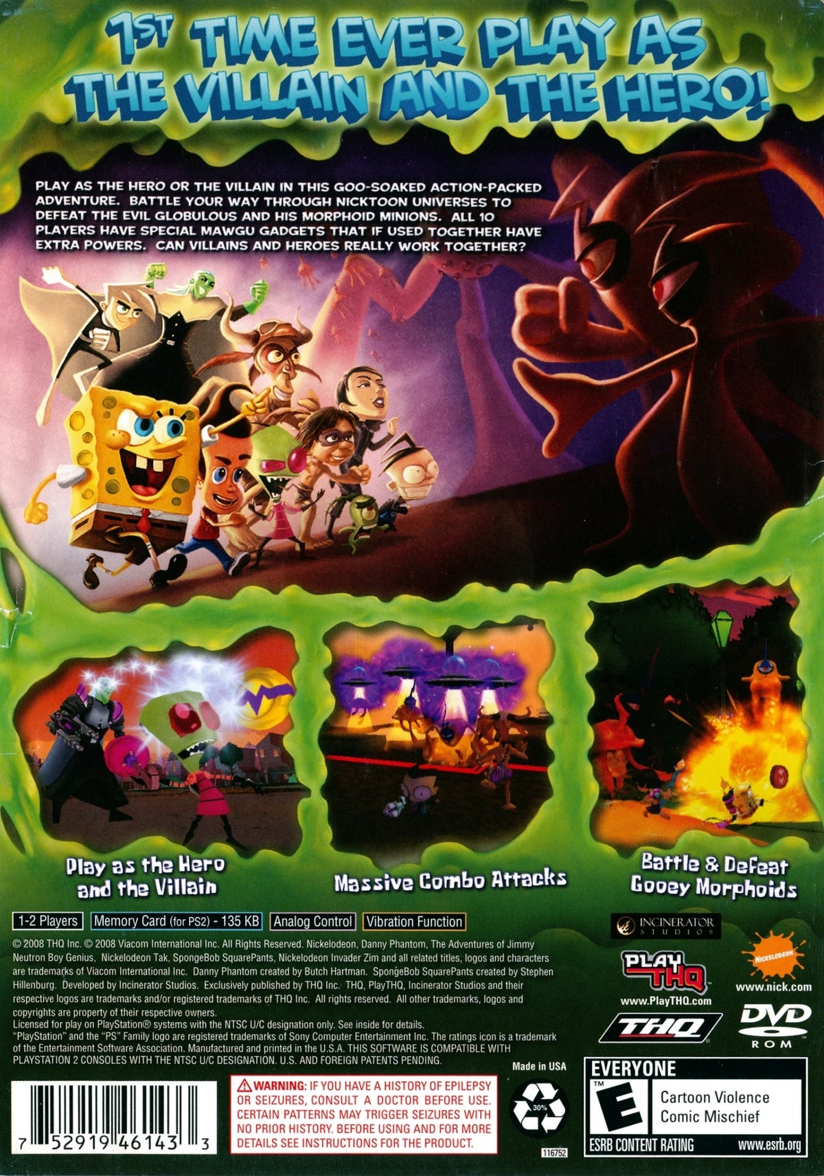 SpongeBob SquarePants featuring Nicktoons: Globs of Doom | Nintendo DS | back cover 1