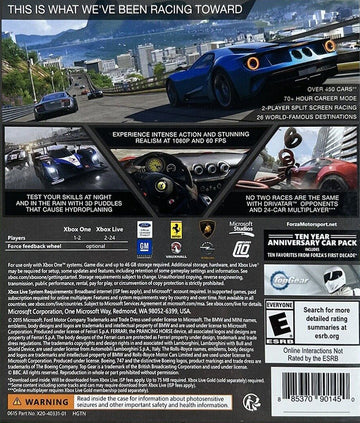 
Forza Motorsport 6 | Xbox One | back cover 1 | Region: North America | Source: LaunchBox