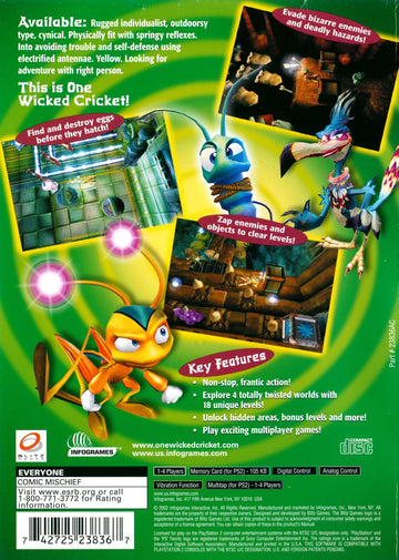 
Zapper: One Wicked Cricket! | PlayStation 2 | back cover 1 | Region: North America | Source: LaunchBox