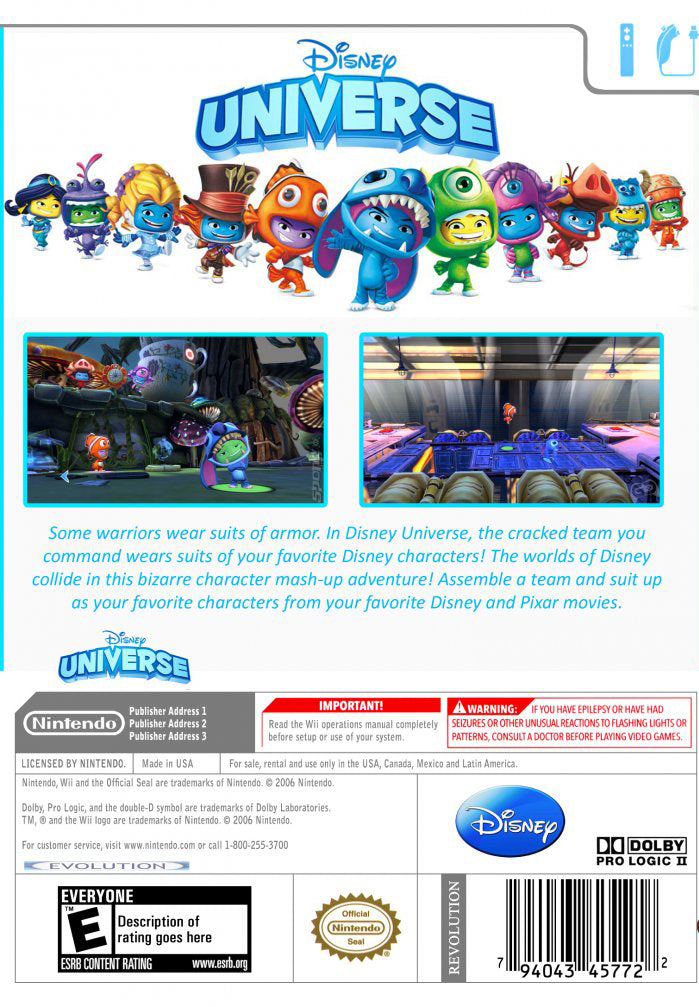 Disney Universe | Wii | back cover 1 | Region: North America | Source: LaunchBox