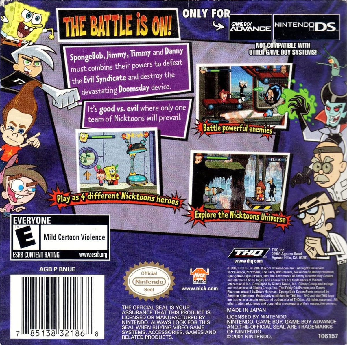 Nicktoons Unite! | Game Boy Advance | back cover 1