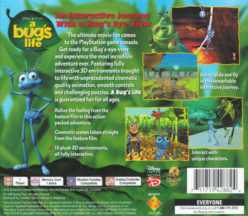 
Disney•Pixar A Bug's Life | PlayStation | back cover 1 | Region: North America | Source: LaunchBox